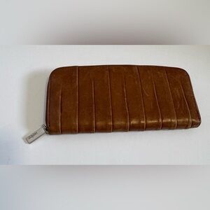 HOBO brown leather zip around wallet.